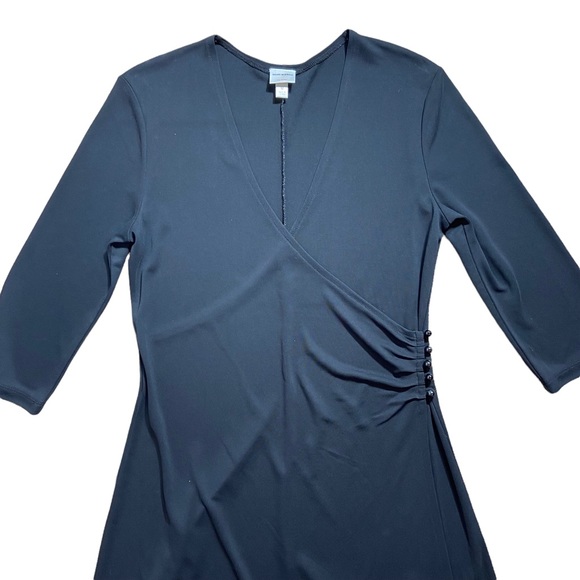 Isaac Mizrahi for Target Black V Neck Button Wrap Dress Size Medium - Picture 3 of 12